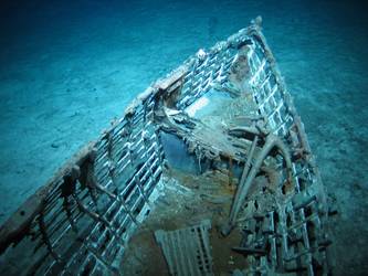 One of ship's boats lying on seabed in decayed state